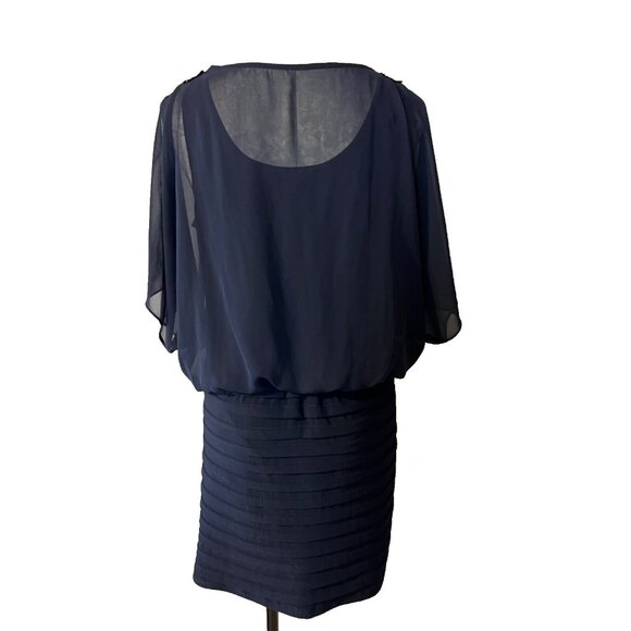 R & M Richards Dress 14 Sheer Top Stretch Cruise Wedding Party Cocktails - Picture 5 of 12